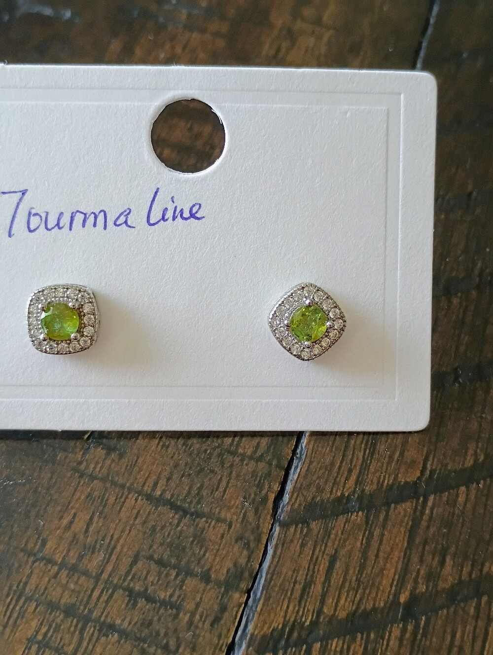 New Silver Plated Stud Earrings with Real Tourmaline Stones